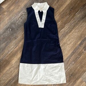 Sail to Sable Elegant Navy and White Sleeveless Dress